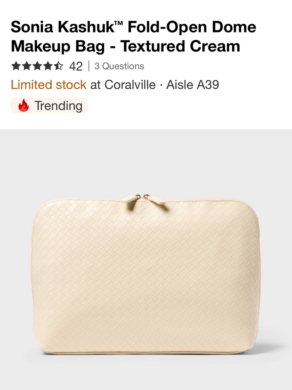 Sonia Kashuk Cream Textured Fold-Open Dome Cosmetic Case